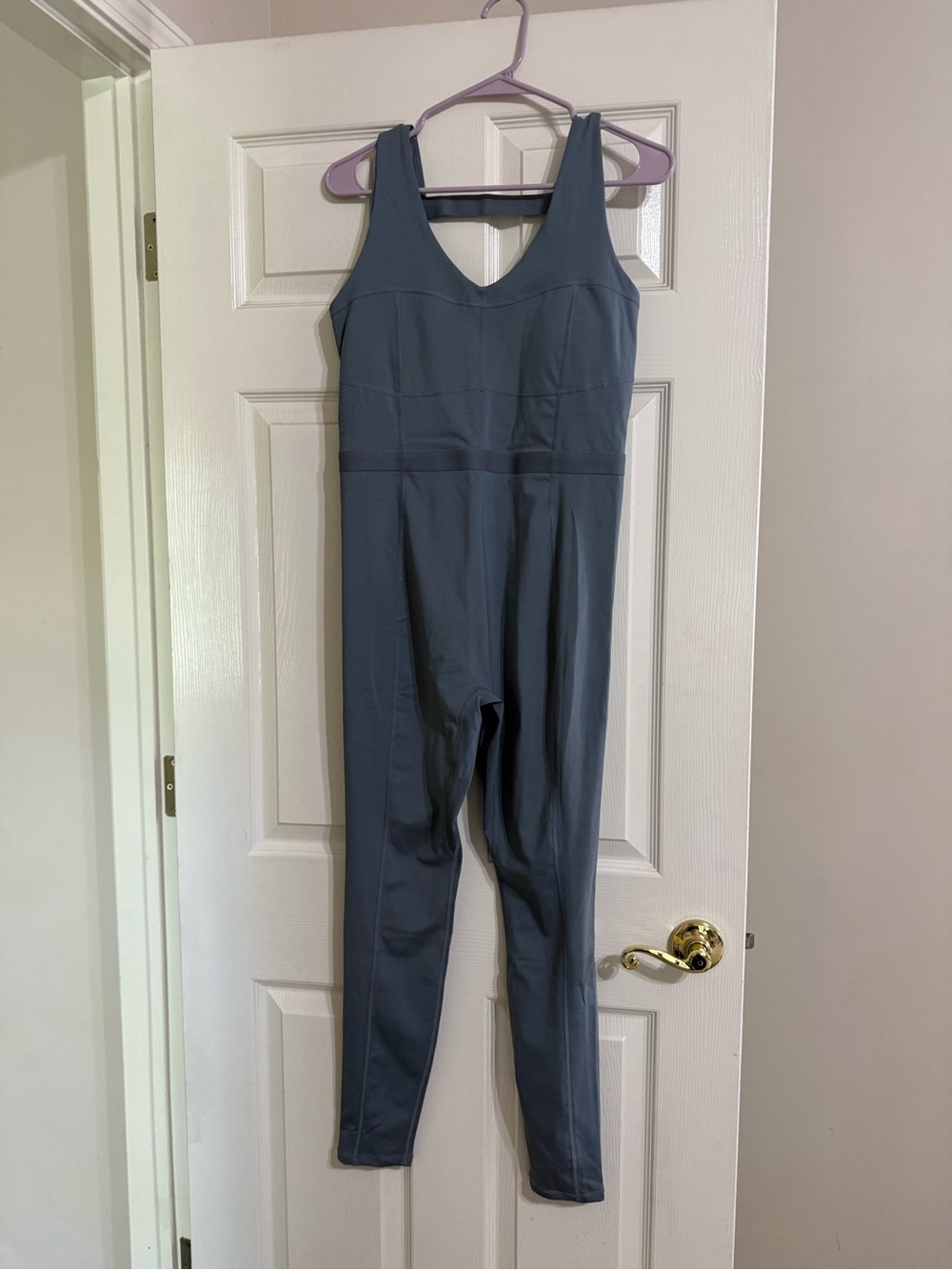 Fabletics Slate Blue V-Neck Jumpsuit